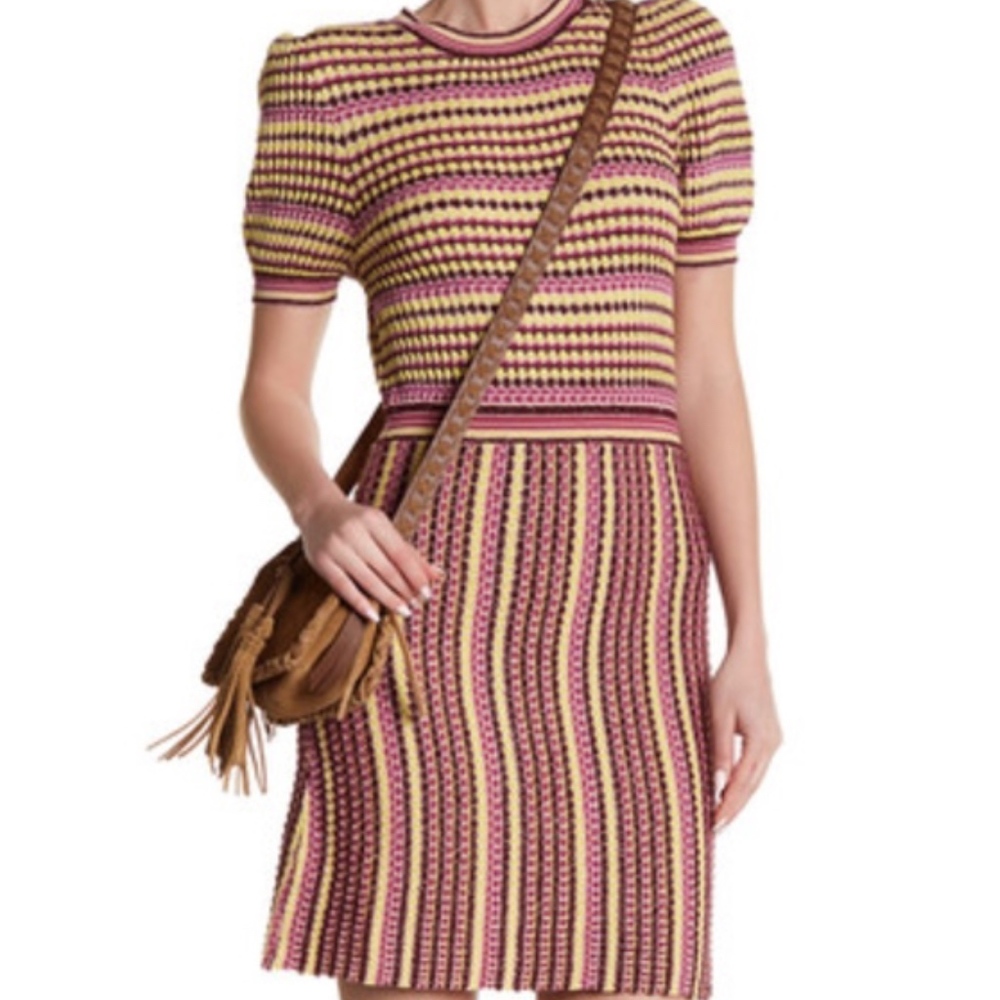 Free People Pink Combo Striped Sweater Dress NWT
